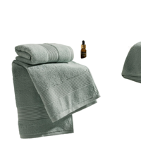 Ensemble de serviettes en coton de luxe avec bordure Dobby, vert sauge, serviettes de bain 600 GSM, texture moelleuse, qualité professionnelle pour hôtel