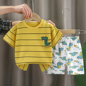 Ensemble de vêtements pour enfants à manches courtes en coton pur, tenue d'été pour filles et garçons, style coréen pour bébés et enfants, shorts de sport - Product Image 4