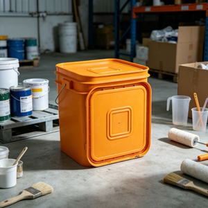Seau à peinture carré en plastique avec couvercle et poignée en plastique, qualité alimentaire, pour le stockage de revêtements, de produits chimiques et de colle - Product Image 3