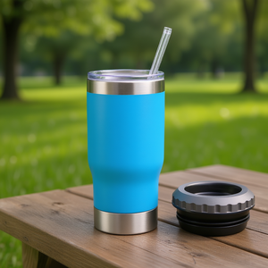 Hipdeer Gobelet isotherme sous vide en acier inoxydable de 16 oz avec paille et couvercle anti-fuite, portable et écologique - Product Image 2