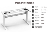 Bureau debout électronique moderne 2NF2, double moteur, robuste, réglable en hauteur, durable, table de conférence, table de réunion, table à manger