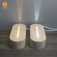 Lampe de nuit artisanale 3D lumineuse USB, base en bois massif et acrylique avec LED, matériau ABS, télécommande tactile et intensité réglable