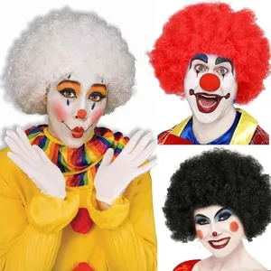Perruque ronde bouclée Clown coiffure Cosplay enfants adulte explosant fête accessoires fête chapeau décoration Football Fans <span class=keywords><strong>Afro</strong></span> perruque - Product Image 2