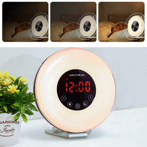 Touch-sensitive Sunrise Alarm <b>Clock</b> <b>Led</b> Color Changing Night Light Circular Digital Display With Fm Radio For Bedside Use - Product Image 5