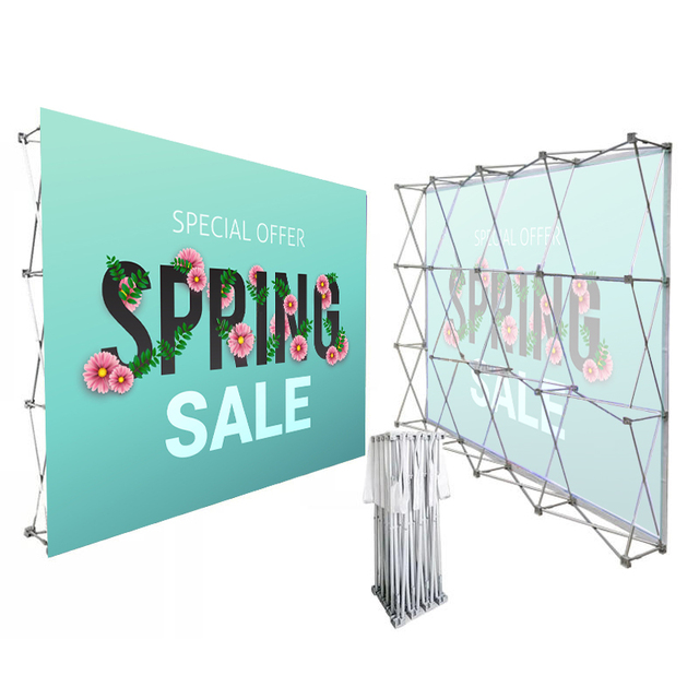 Custom Tension Fabric Pop up Backdrop Portable and Foldable Pop up Backdrops Stand for Outdoor Advertise Display