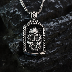 Collier pendentif Viking Odin en acier inoxydable pour hommes, design guerrier vintage, bijoux cadeau - Product Image 3