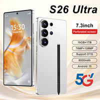 Smartphone 2025 S26 Ultra Baru 5G LTE Octa Core Kamera 108MP Layar OLED 144Hz Penyimpanan 1TB Snapdragon 800 Android 15 Prancis