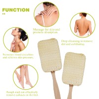 Brosse de bain en bois de hêtre naturel à long manche avec tampon exfoliant en fibres de sisal naturelles tissées pour le dos, logo personnalisé