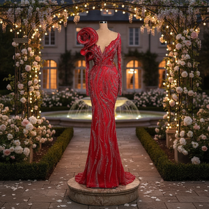 Vestidos de Novia Sirena 2026 para Mujer, Elegantes, con Cuentas, Ligeros, Bordados a Mano, Manga Corta, con Encaje y Patrón Liso - Product Image 3