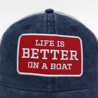 Gorras Trucker Retro de Diseño Nuevo con Letras Bordadas Personalizadas, Logotipo en Parche, Visera Curva, para Deportes, de Poliéster y Algodón Lavado, para Hombre