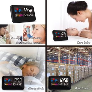 Réveil numérique électronique avec écran LCD couleur, double alimentation, activation vocale, veilleuse et station météo pour chambre de bébé - Product Image 4