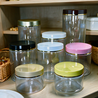Bocaux en plastique PET transparents de qualité alimentaire à large ouverture, contenants de stockage ronds pour crème, lotion, cosmétiques et aliments secs, emballage de recharge