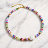 Nouveau collier de perles en pierres précieuses naturelles, imperméable et inaltérable, avec perles de culture d'eau douce et coquillages, pour femme