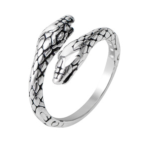 Double Headed Snake Open <b>Ring</b> <b>Titanium</b> Steel Unisex Fashion Jewelry Gift Animal Zodiac Design XYR0055 - Product Image 5