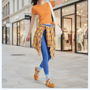 Top de Yoga con Espalda Descubierta y Cordones, Top Corto de Manga Corta para Mujer, con Copas Acolchadas, Absorbe la Humedad, Spandex/Poliéster - Product Image 2