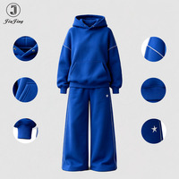 Ensemble deux pièces personnalisé : sweat à capuche oversize et pantalon de survêtement large en molleton bouclette pour femme, avec surpiqûres contrastées, style décontracté et sportswear