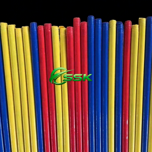 Wholesale 120cm Eco-friendly Durable Eucalypytus Wood PVC Coated Colored Plastic <b>Mop</b> Handle Hard Flagged Bristle Home Broom - Product Image 4