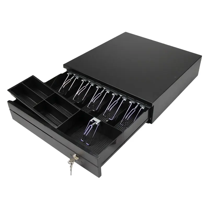 Metal Cash Register Money Drawer Cash Box for POS with 4 Biil 3 Coin Cash Tray for Retail and Supermarket