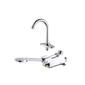 Hochwertiges Wasser Slow Open Tap Messing Fuß pedal Wasserhahn für Krankenhaus Labor Badezimmer Küche