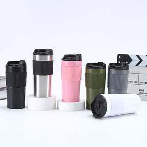 Mug à café en acier inoxydable avec couvercle rabattable et filtre - Tasse <span class=keywords><strong>de</strong></span> voyage à double paroi isolée pour voiture, bureau et cadeaux - Product Image 2