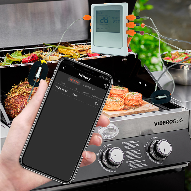 Wifi Smart Wireless Meat Long Range Remote Thermometer For Oven, Grill, Kitchen, BBQ With Rechargeable Battery