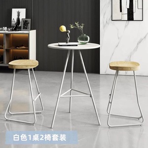 Barra de hierro forjado comercial simple y moderna, combinación de silla de mesa alta, barra redonda alta, balcón para el hogar, mesa nórdica de ocio - Product Image 5
