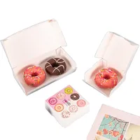 Boîte d'emballage carrée transparente blanche jetable pour gâteau d'anniversaire, 6 mousses, recyclable avec estampage à chaud doré pour usage alimentaire