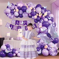 Set Rantai Balon Tema Peri Bunga Kupu-Kupu Ungu - Dekorasi Pesta untuk Anak Perempuan, Pernikahan, Ulang Tahun