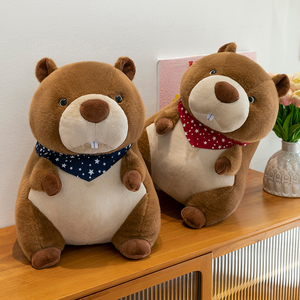 Simpatici giocattoli di peluche castoro con bandane a motivi stellari, morbide bambole di peluche per bambini e giocattoli di peluche per decorazioni per la casa - Product Image 3