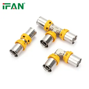 IFAN personalizado 16-32mm accesorios de gas de latón accesorios de tubería Pex accesorios de prensa Pex