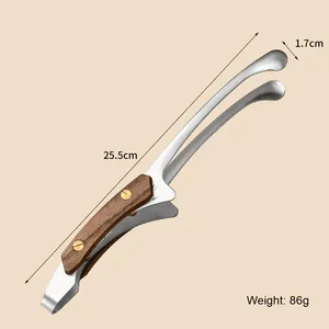 304 Stainless Steel <b>BBQ</b> Tongs with Wooden Handle Outdoor Camping Grilling Steak Roasting Tool Gold Food Tongs Box Packed - Product Image 6