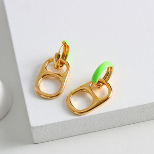 Povas Tiri Orelringojn Can Pull Tab orecchini smaltati placcati oro rame orecchini a cerchio piccoli smontabili gratuiti per le donne - Product Image 2