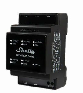 Shelly LAN Switch DIN Rail 5 Port 10/100 Mbps Ethernet Switch (110-230 V AC)