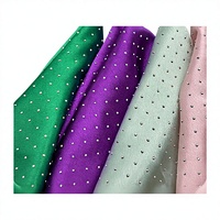 Tissu Jacquard en Soie Satinée Argentée, Mousseline de Soie, Fil Doré Lurex Fluorescent, Extensible, 97% Polyester, 3% Spandex, Strass, Séchage Rapide, Respirant