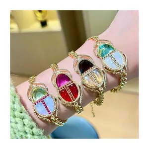 2024 New Trend Gold Insect Charm Bracelets with Diamond Gemstone Couple Friendship Bangle High Quality Women Men Fashion Jewelry