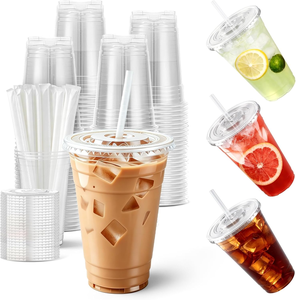 Gobelets jetables en plastique PET transparent avec couvercles, différentes tailles 90/92/98 mm, pour café, thé, lait, soda, eau, boissons glacées - Product Image 6