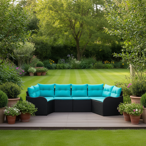 Black Poly Rattan Garden <b>Sofa</b> <b>Set</b> With Storage Elegant Outdoor Furniture Collection - Product Image 2