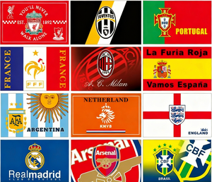 Drapeaux d'équipe de football personnalisés 90*150cm <span class=keywords><strong>Real</strong></span> <span class=keywords><strong>Madrid</strong></span> Liverpools Club Fanion Stock Publicité promotionnelle Fournitures pour fans - Product Image 6