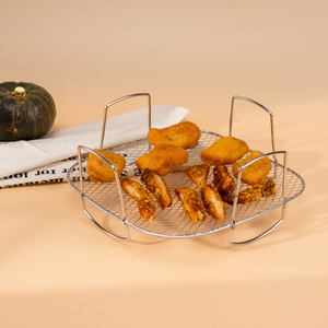 Dubbellaags <span class=keywords><strong>304</strong></span> Roestvrij Staal Vierkant Spiesrek Voor Lucht Friteuse Barbecue Toast & Pizza Bakken, Premium Bbq Metalen Grillmand - Product Image 6