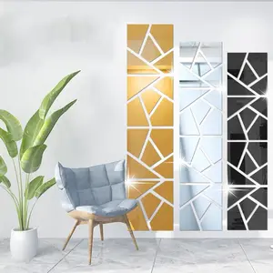 3D Geometry Wall Mirror Stickers Acrylic Self-Adhesive DIY Decal for TV Background Living Room Art Modern Home Decor