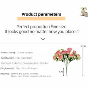 بيع بالجملة زهور الزفاف الحريرية الوردة التي تعمل باللمس الحقيقي وردة اصطناعية للزفاف ديكور غرفة المعيشة للممر - Product Image 4