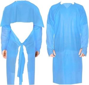 Disposable Isolation Gown, Apron Style Open <b>Back</b> Gown, Long Sleeve Thumb Loop, Blue Disposable Protective Gowns for Medical Dent - Product Image 3