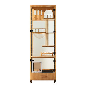 Jaula para Gatos de Madera Maciza, Rectangular, Multifuncional, de Interior, Tamaño Pequeño, con Luz Inteligente y Vista de 360 Grados - Product Image 5