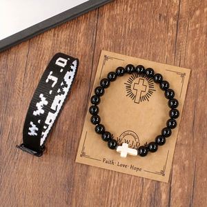 WWJD Letter Jacquard Knit Wristband Bracelet for Women Men Christian What Would Jesus <b>Do</b> Jewelry - Product Image 6