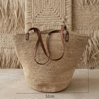 Sac de plage en raphia de luxe fait main pour femme, sac fourre-tout en paille bohème grande capacité, sac à main tissé au crochet pour voyage et vacances