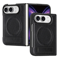 Étui de téléphone en cuir magnétique de luxe Minibook avec béquille pour iPhone Duo Duo Fold, protection contre les chocs, sensation de peau, fin et élégant