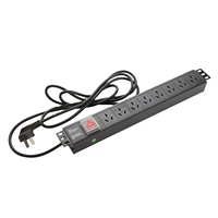 Bloc d'alimentation (PDU) 19 pouces pour montage en rack, 1.5U, 8 prises, 10A, 250VAC, en alliage d'aluminium, pour armoire réseau