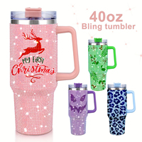Gobelet isotherme personnalisé en acier inoxydable à double paroi de 40 oz, tasse à café de voyage en métal standard avec poignée et couvercle