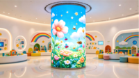 Écran publicitaire numérique LED cylindrique P2 personnalisé pour intérieur, mur vidéo LED haute définition pour la conception d'intérieur commercial
