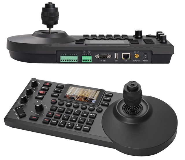 4D Joystick Remote Control Panel with RS-232/485, VISCA/Pelco, Tally for Broadcast & Studio PTZ Camera Controller Keyboard